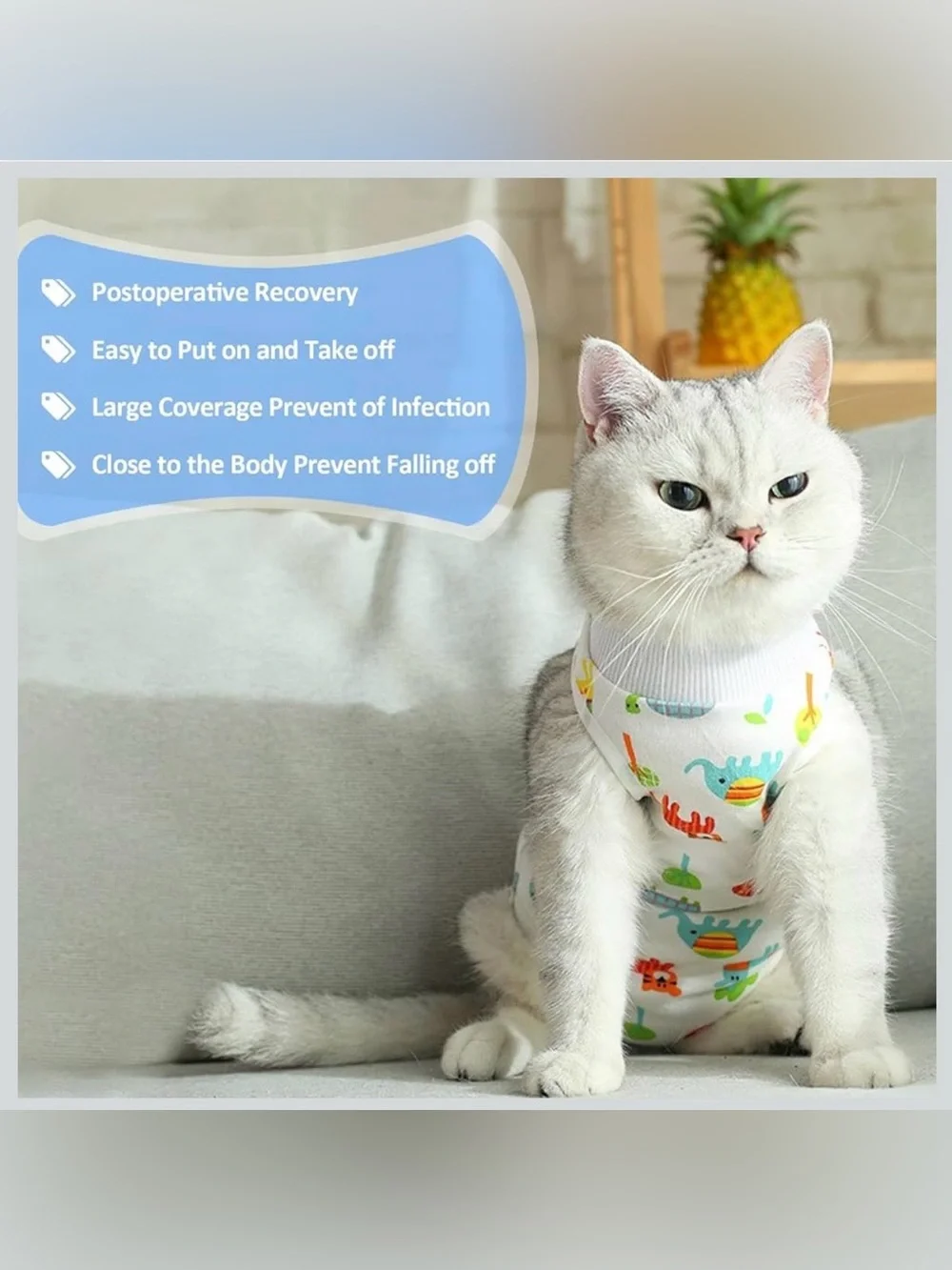Cat Recovery Suit Female, For Abdominal Wounds or Skin Diseases